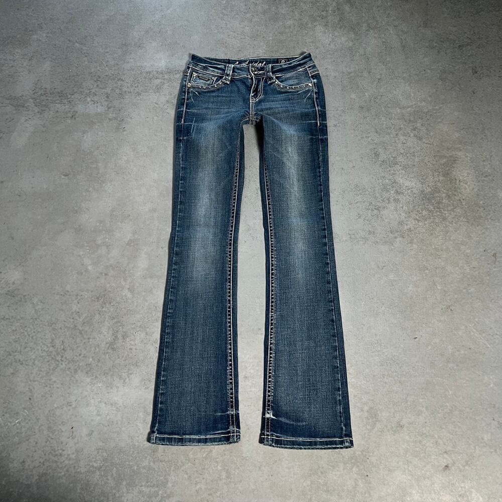 L.A. Idol USA Low Rise Bootcut Women's Size 0 Jeans Slim Flare Blue Denim
